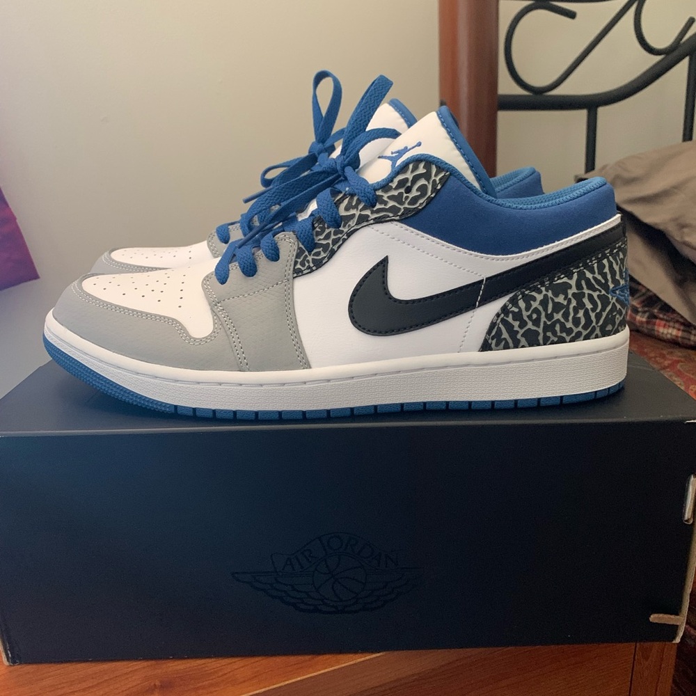 Nike Air Jordan 1 Low Blue Elephant Print Sneakers